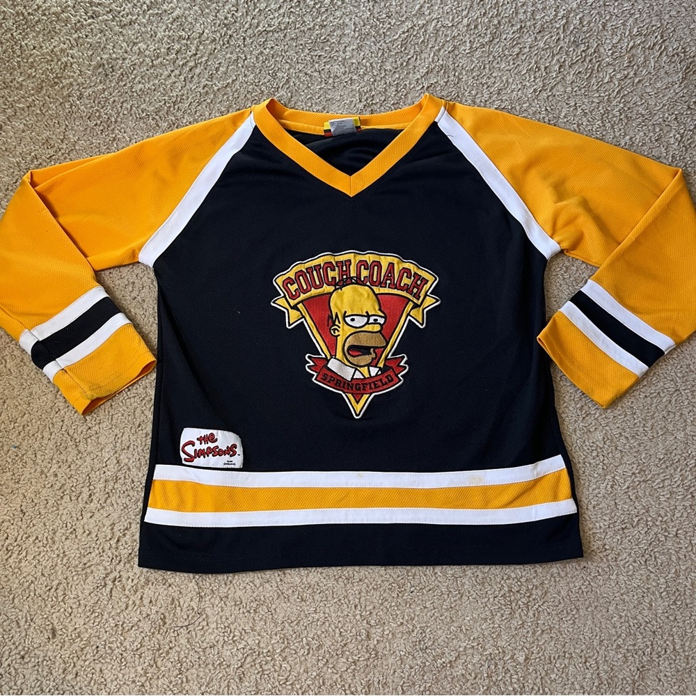 Vintage Couch Coach Springfield The Simpson's 2006 Kids XL Boys Jersey Hockey
